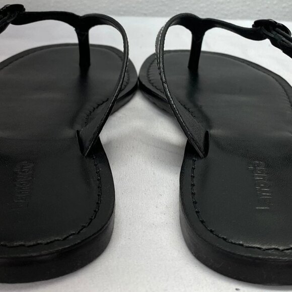 Larroude Women’s Mary Kate Black Leather Thong Flat Sandals – Size 7 – Slip-On - Picture 5 of 6